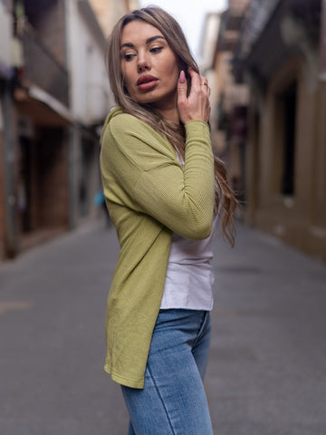 Maglioncino in cotone donna verde made in italy