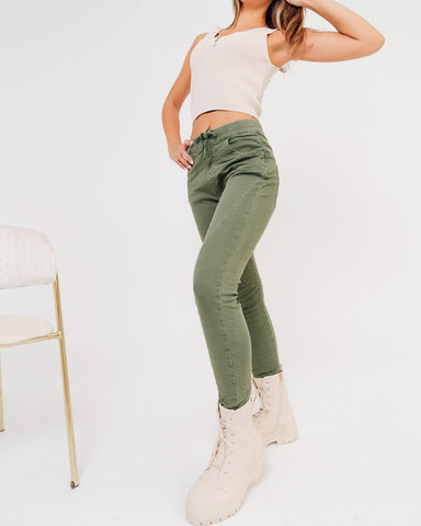 Pantaloni verdi jeans donna